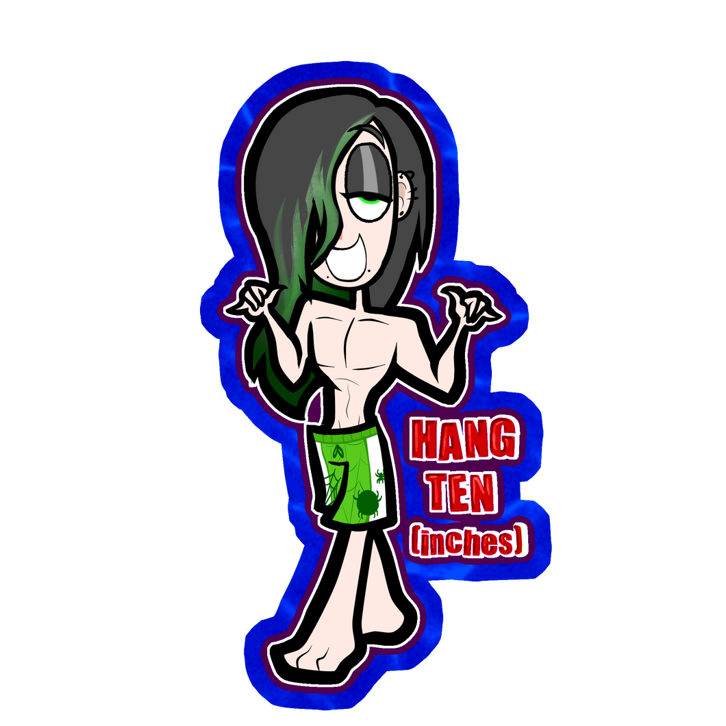 Hang Ten Inches (Vending Machine Style Sticker)